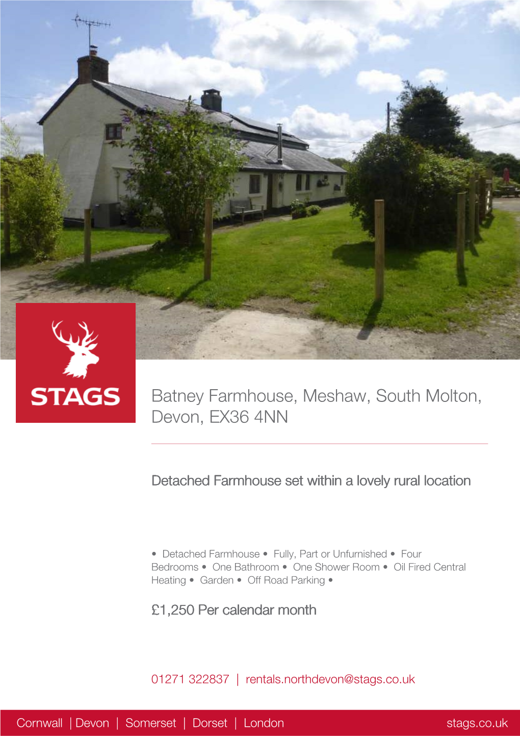 Batney Farmhouse, Meshaw, South Molton, Devon, EX36 4NN