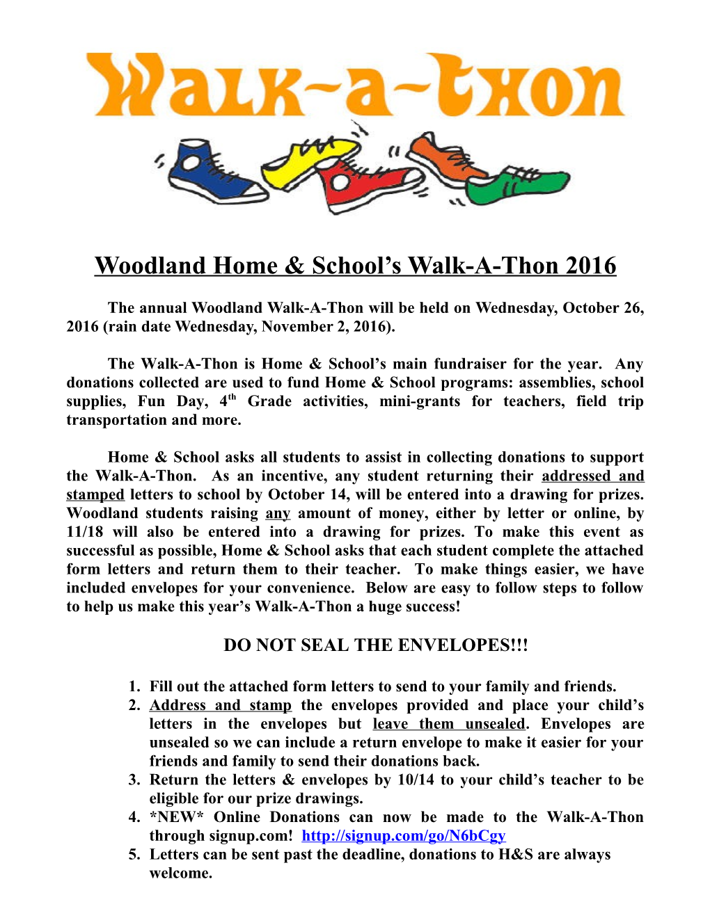 Woodland Home & School S Walk-A-Thon 2016