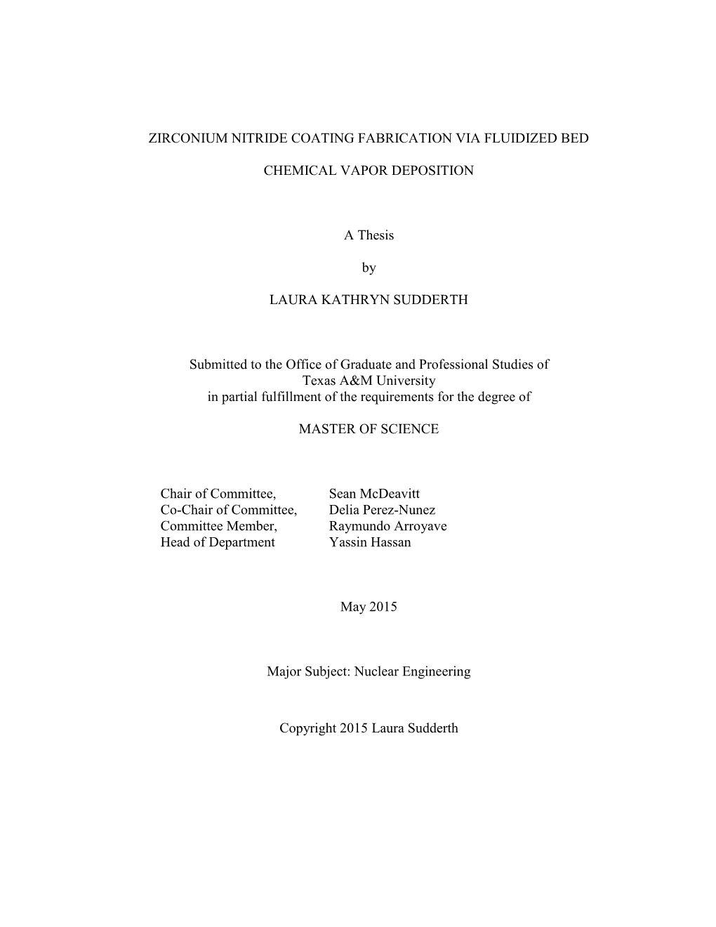 Zirconium Nitride Coating Fabrication Via Fluidized Bed