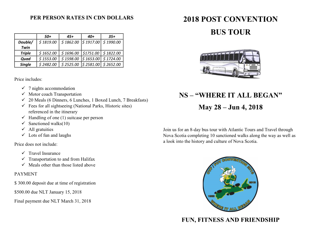 2018 Post Convention Bus Tour