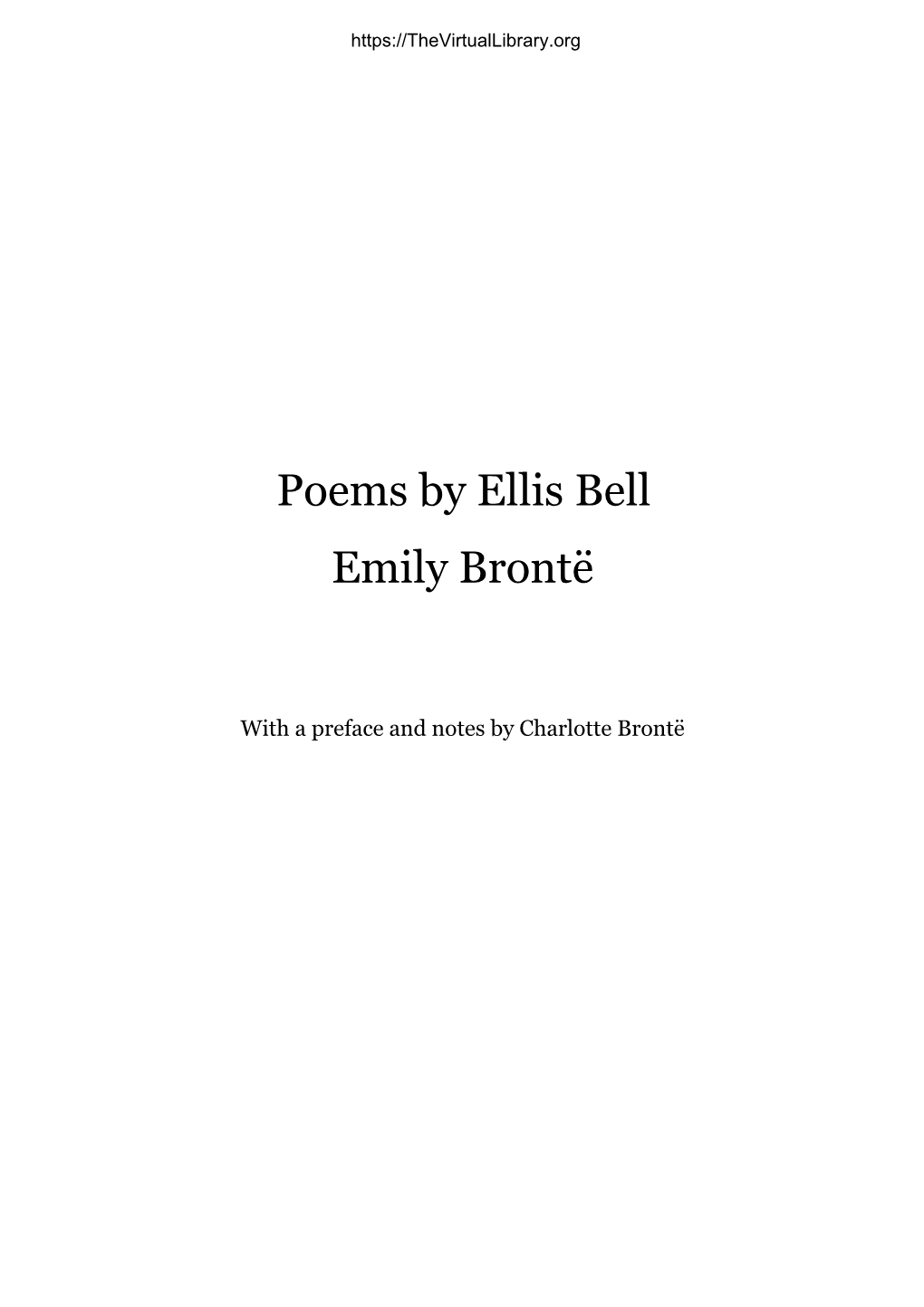 Poems by Ellis Bell Emily Brontë