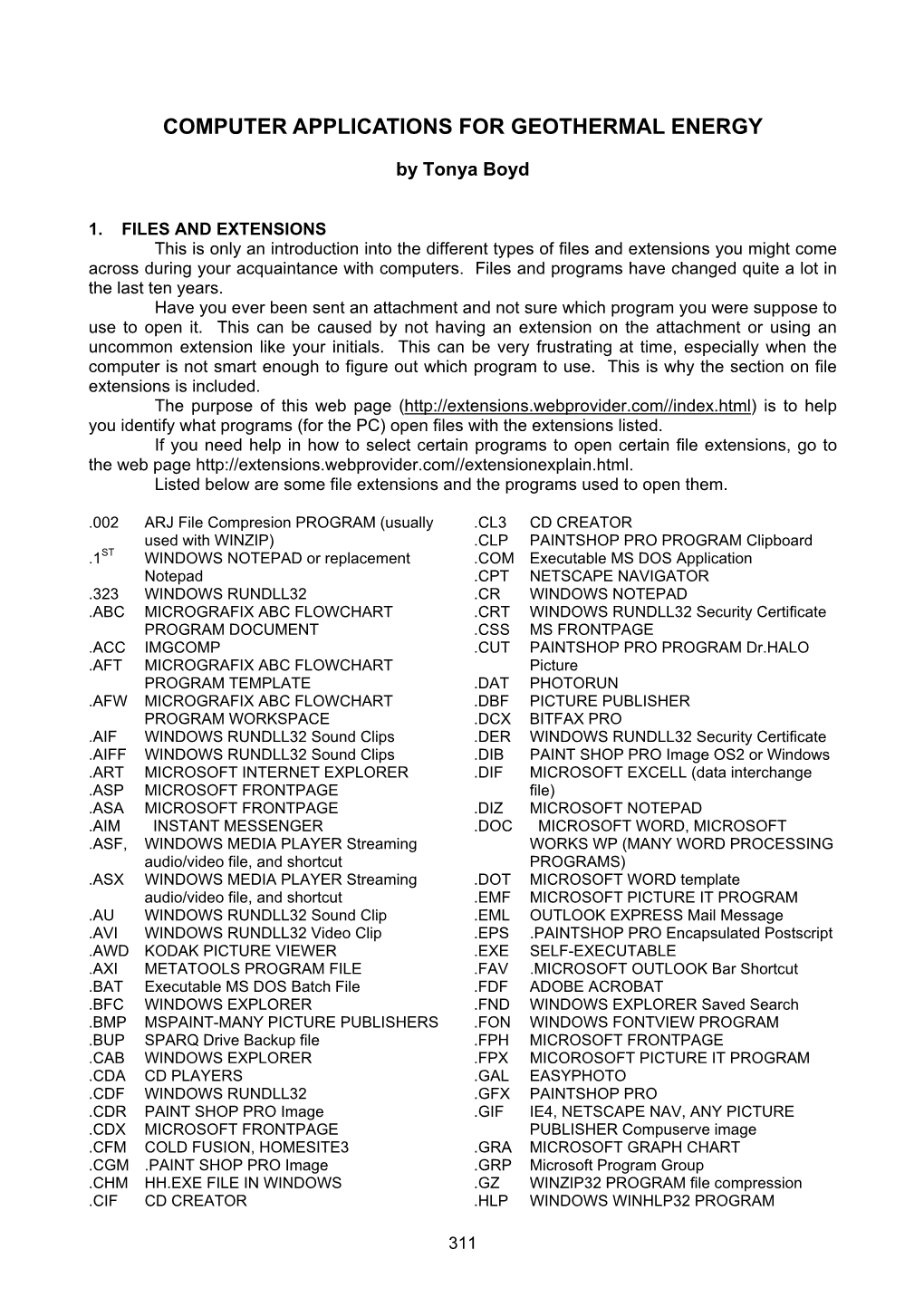 Computer Applications for Geothermal Energy