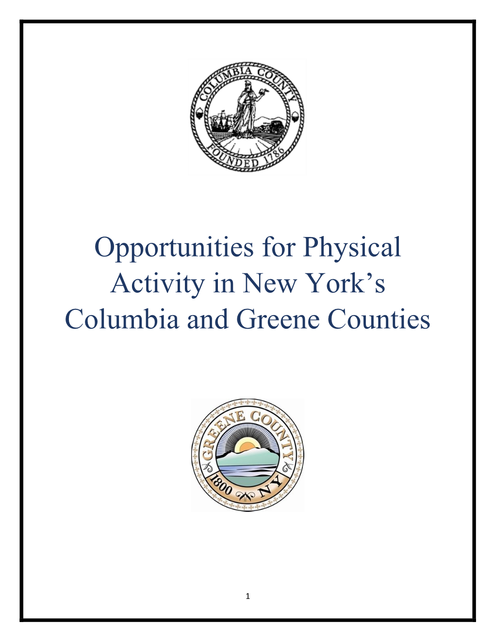 Opportunities for Physical Activity in New York's Columbia and Greene Counties