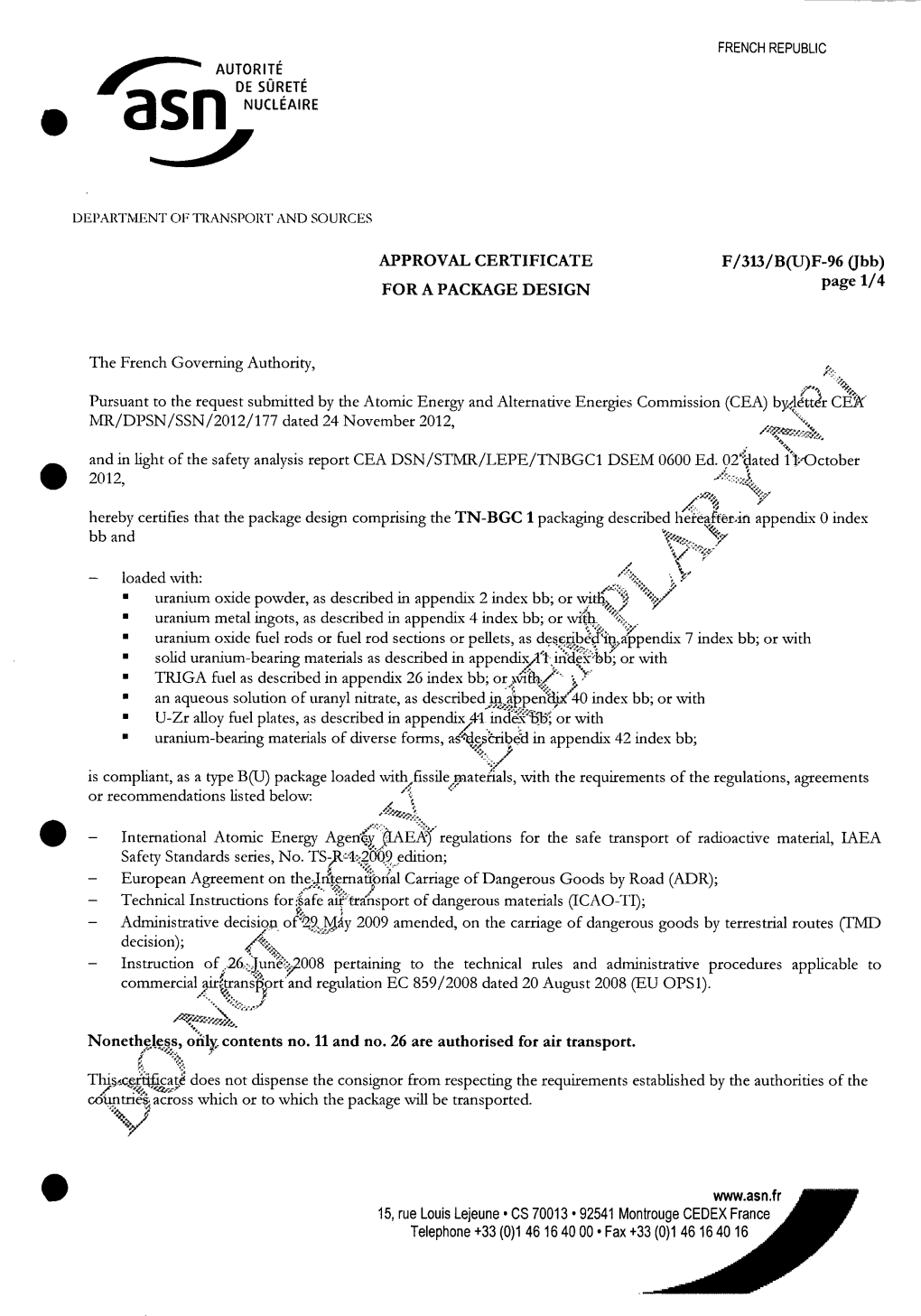 Redacted Safety Analysis Report TN-GBC1 (Binder 1 0F 3)