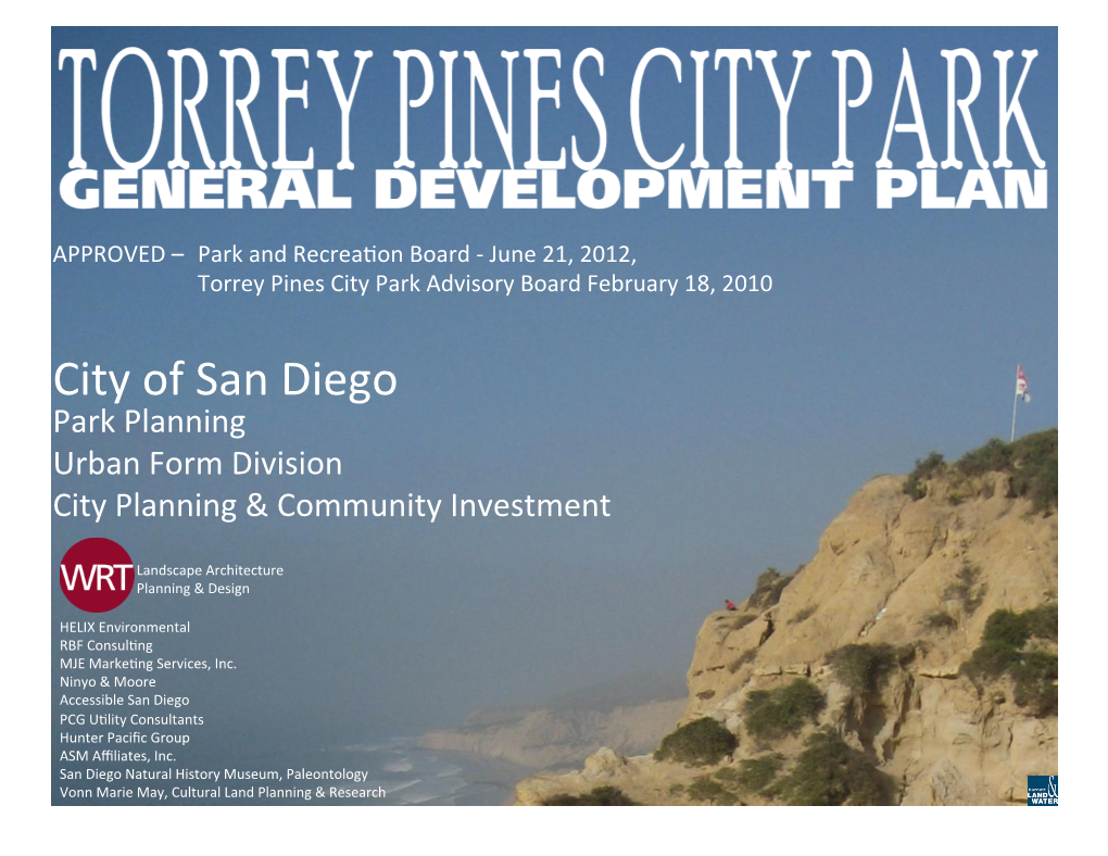 June 21, 2012 Torrey Pines City Park General Development Plan