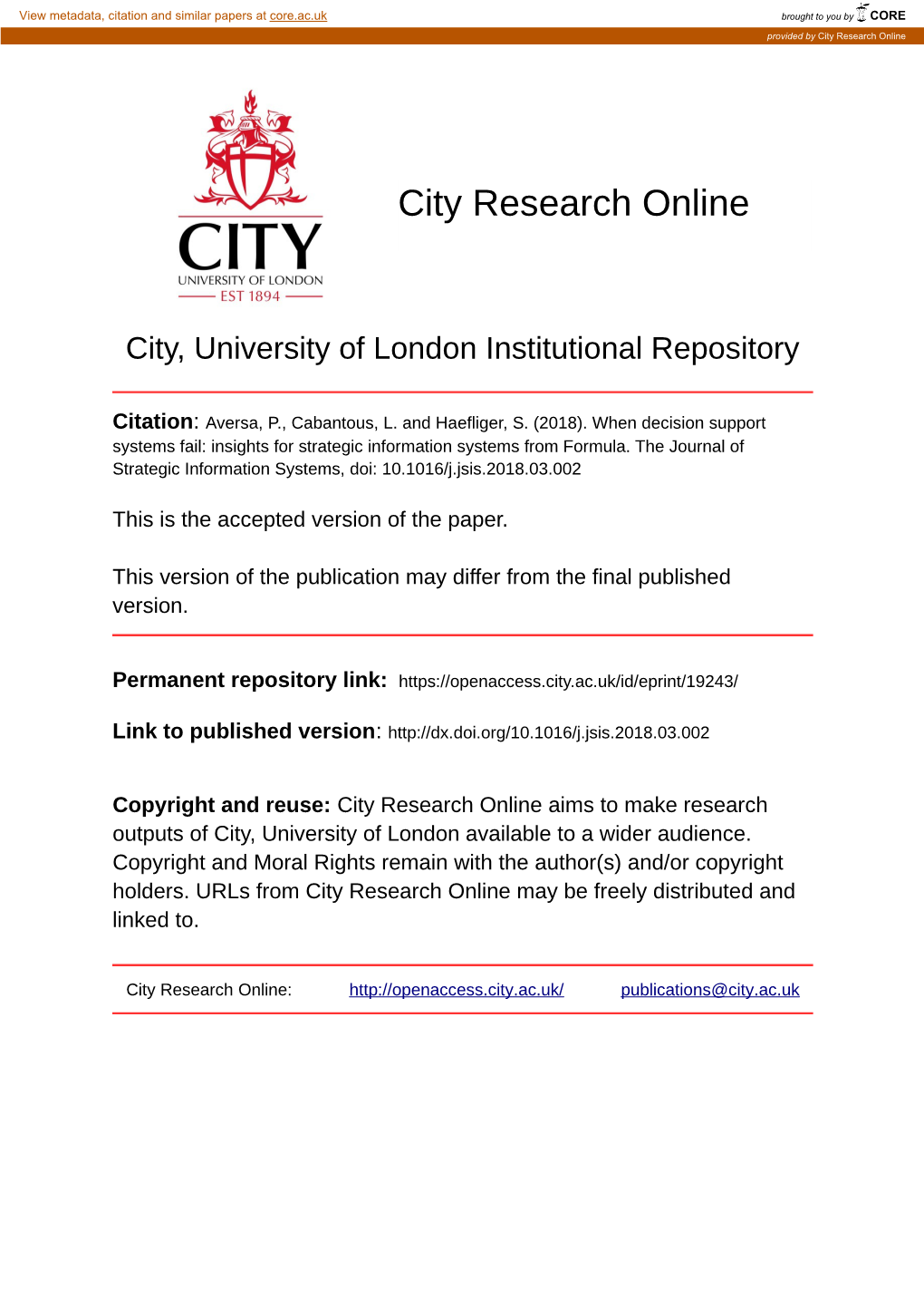 City Research Online