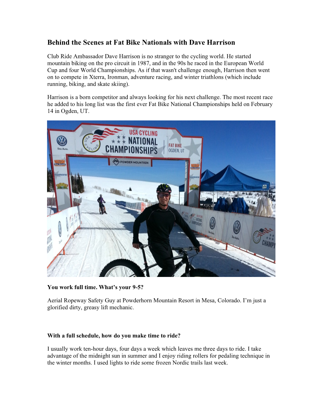 Behind the Scenes at Fat Bike Nationals with Dave Harrison