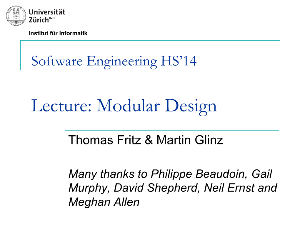 Lecture: Modular Design