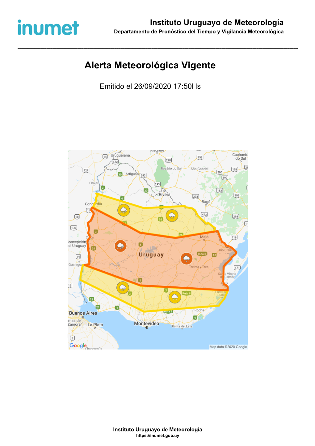 Alerta Meteorológica Vigente