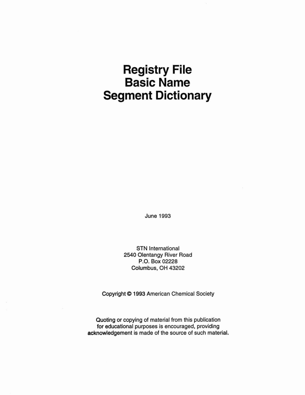 Registry File Basic Name Segment Dictionary