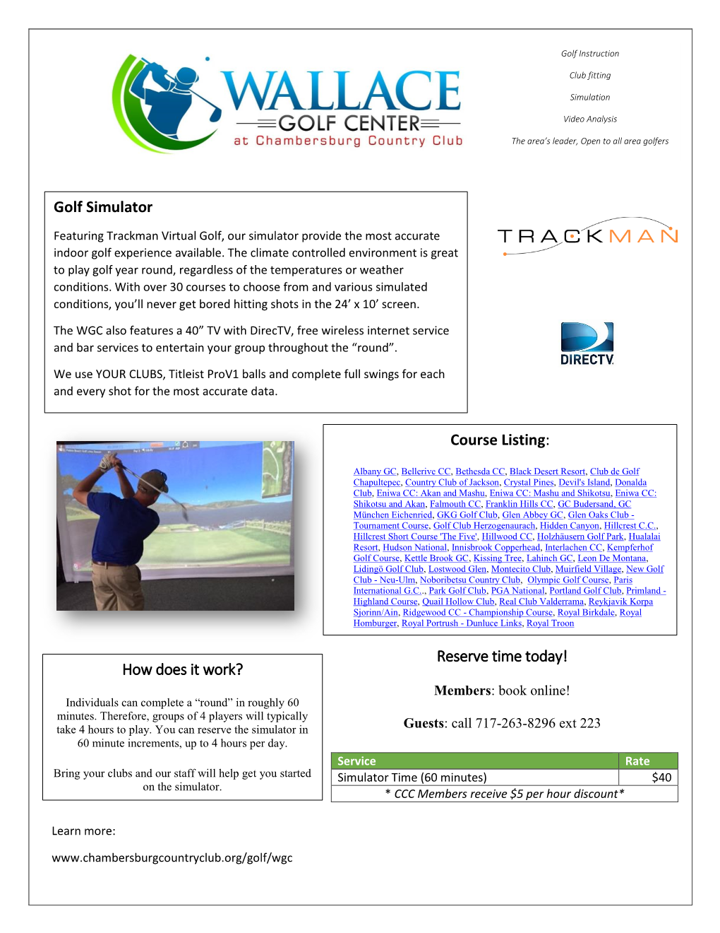 Golf Simulator Course Listing
