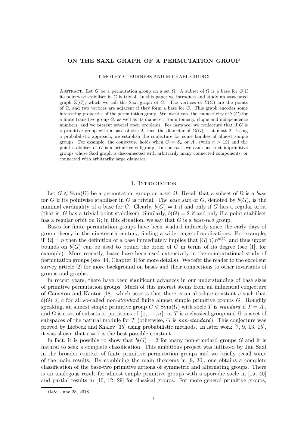 On the Saxl Graph of a Permutation Group