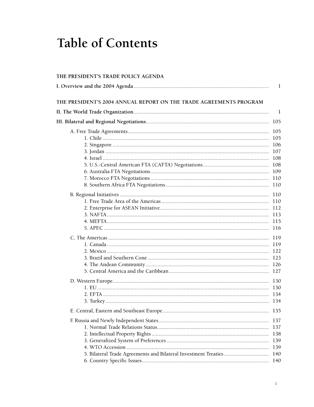 Table of Contents