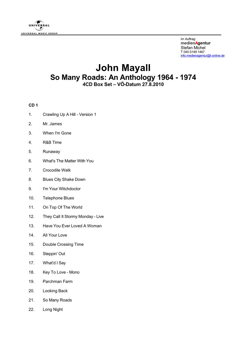 John Mayall So Many Roads: an Anthology 1964 - 1974 4CD Box Set – ����������������