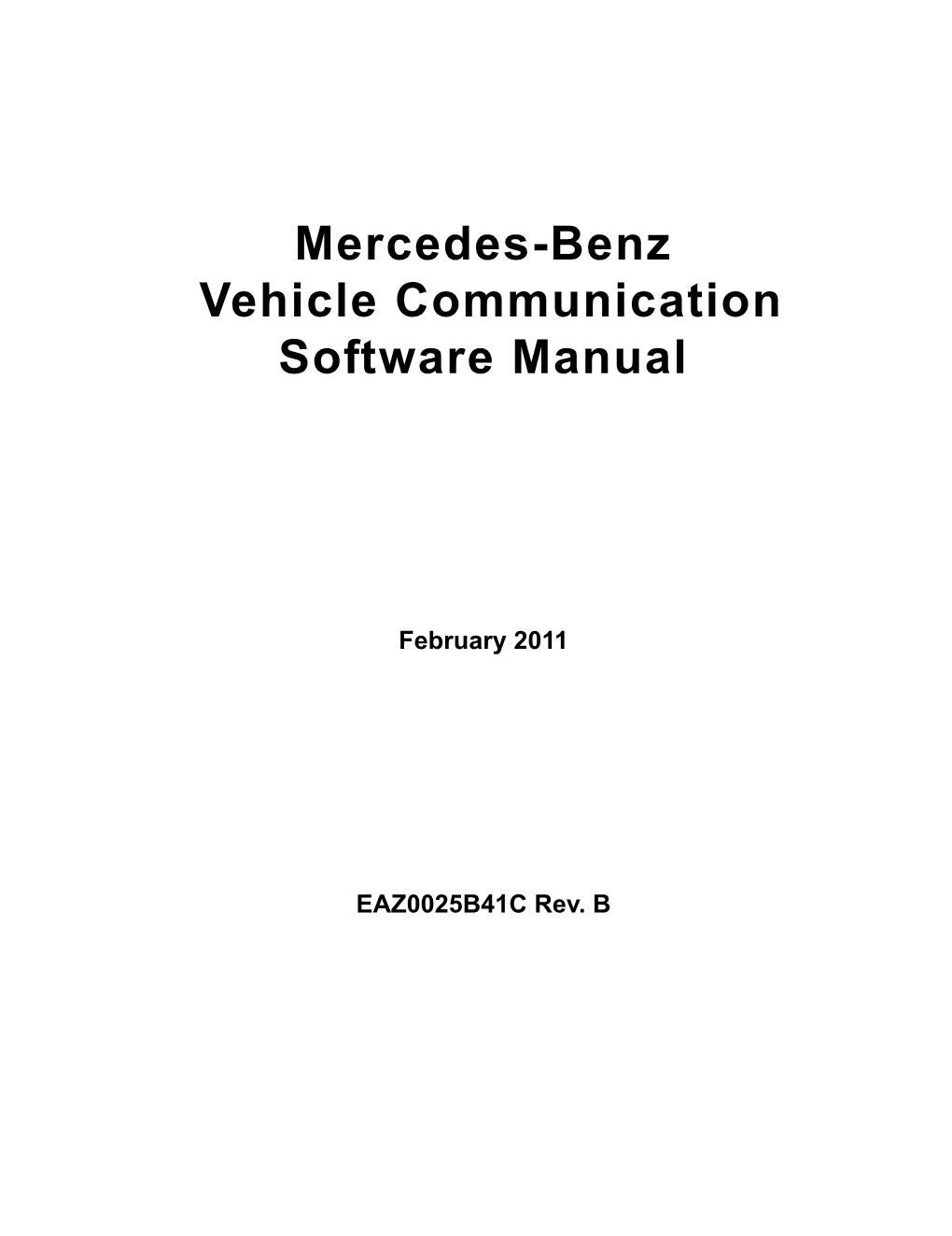 Mercedes-Benz Vehicle Communication Software Manual