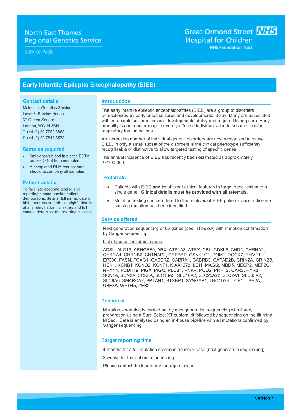 Early Infantile Epileptic Encephalopathy (EIEE)