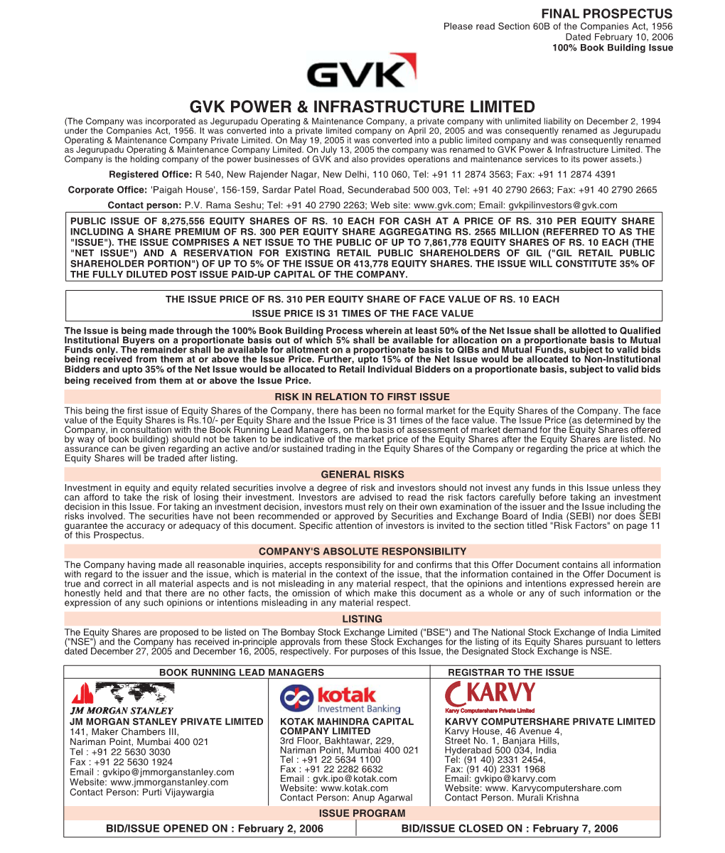 Gvk Power & Infrastructure Limited