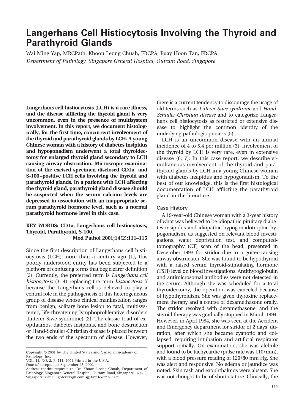 Langerhans Cell Histiocytosis Involving the Thyroid And