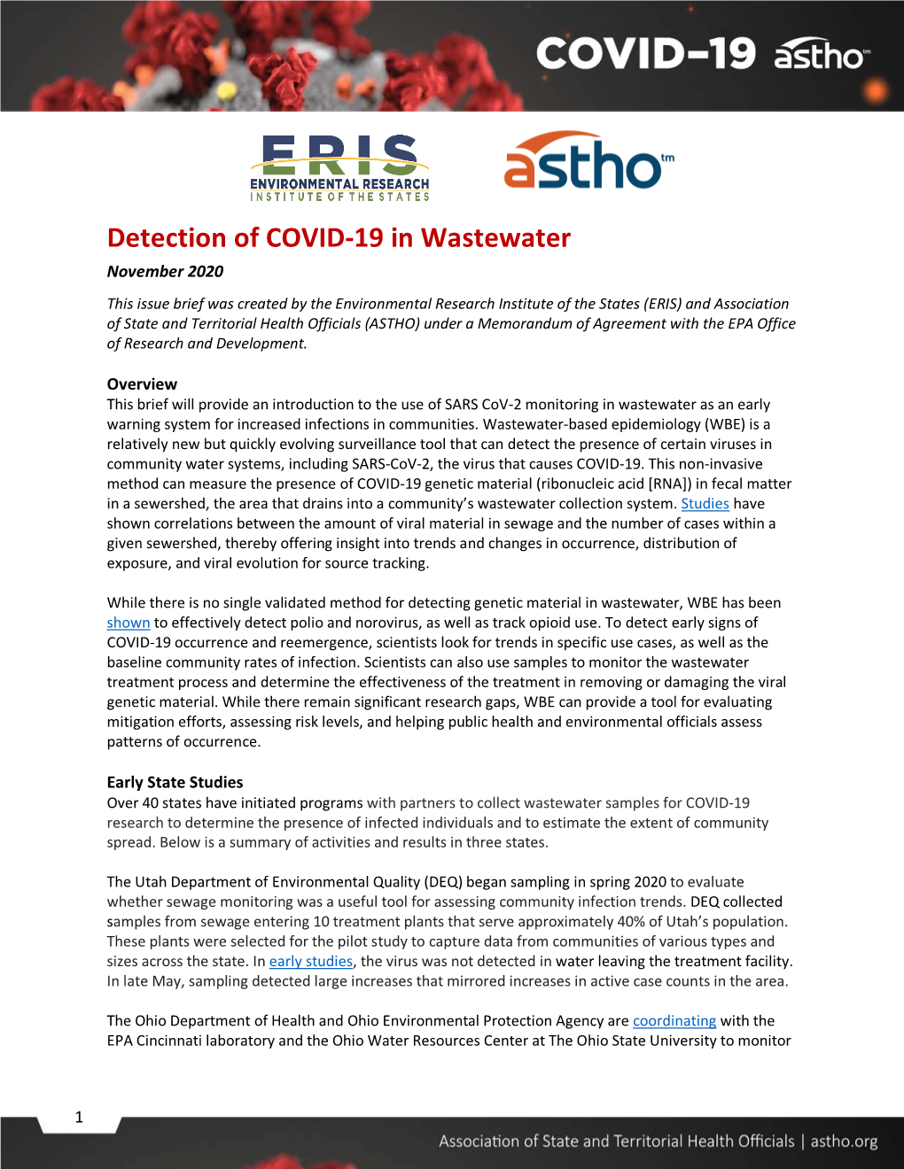 ASTHO) Under a Memorandum of Agreement with the EPA Office of Research and Development