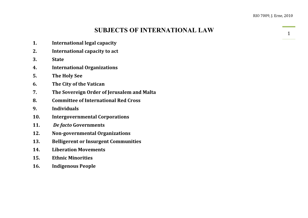 Subjects of International Law 1