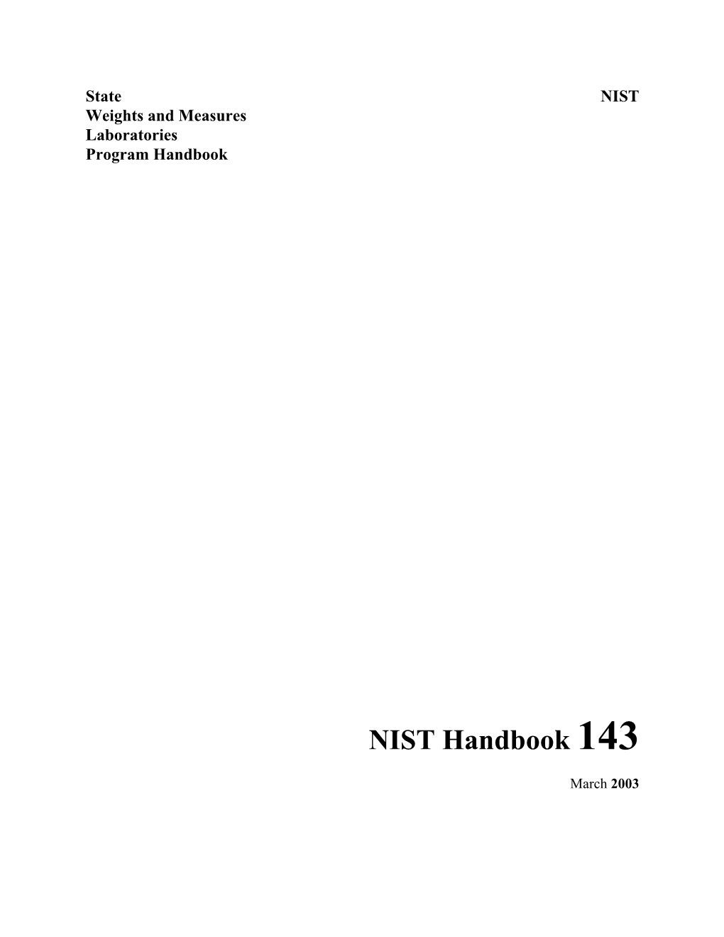 NIST Handbook 143