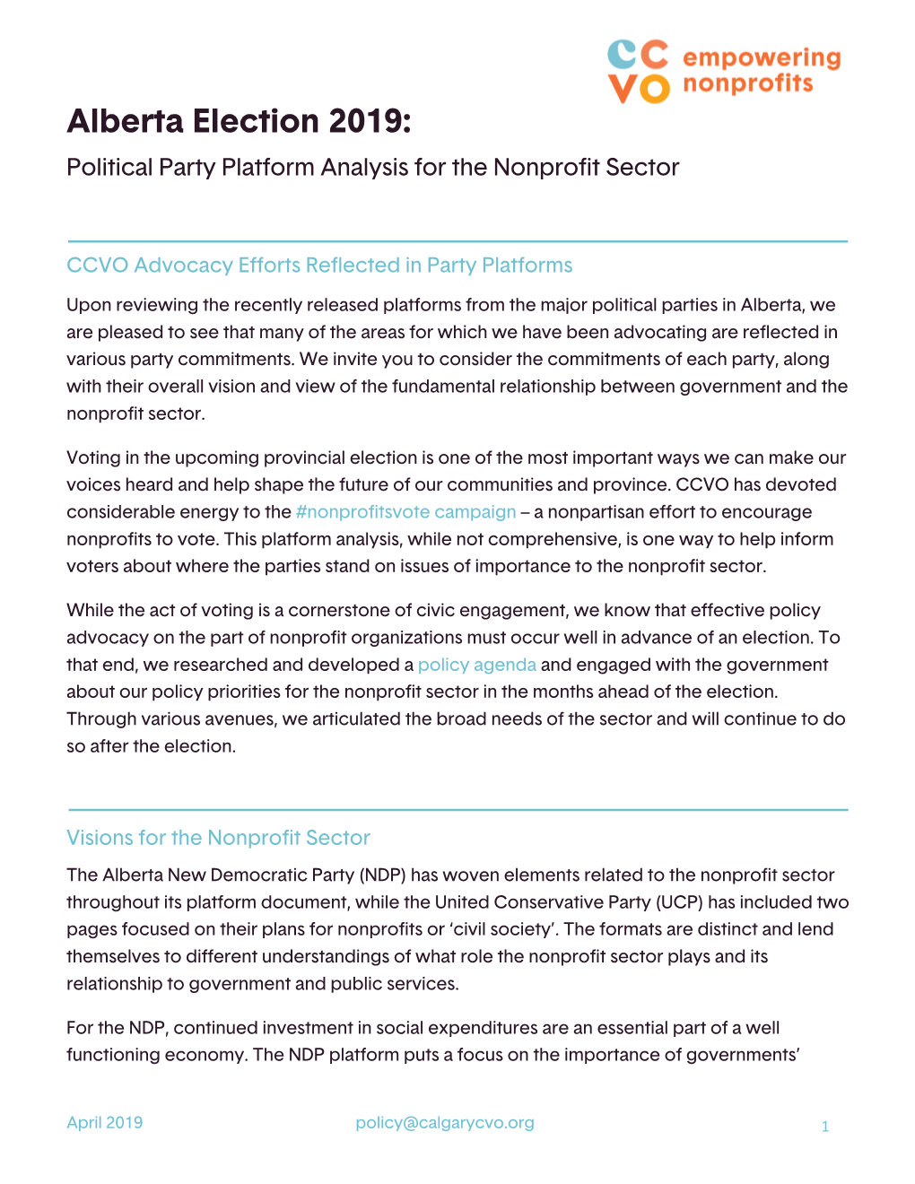 Political Party Platform Analysis for the Nonprofit Sector