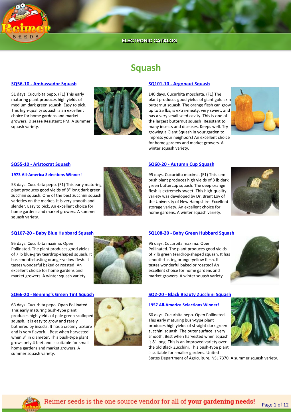 Reimer Seeds Catalog