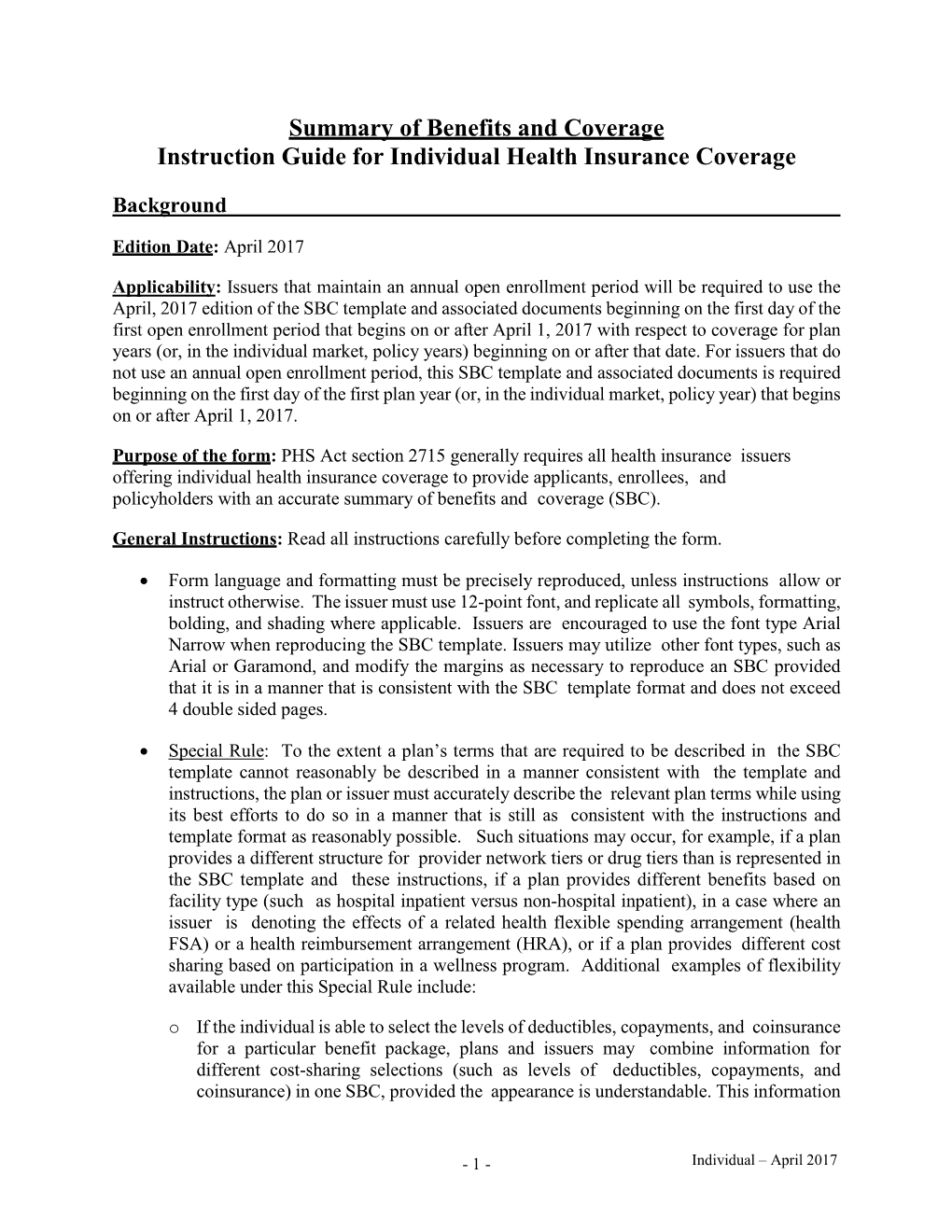 Individual Health Insurance Coverage