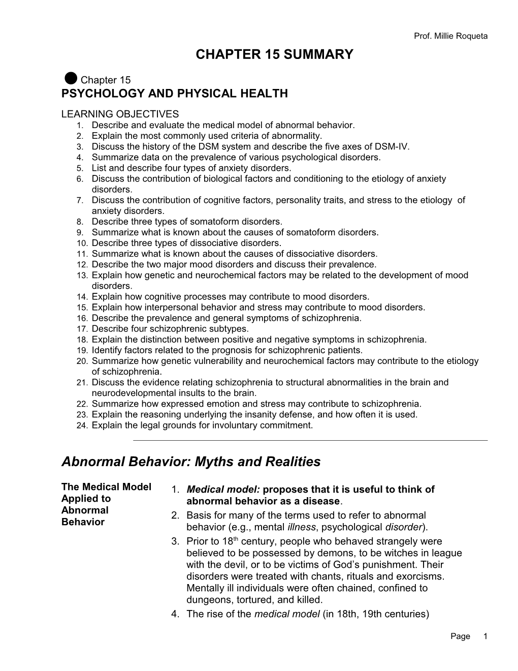 Prof. Millie Roqueta - ISS 1161 Chapter 15 Summary