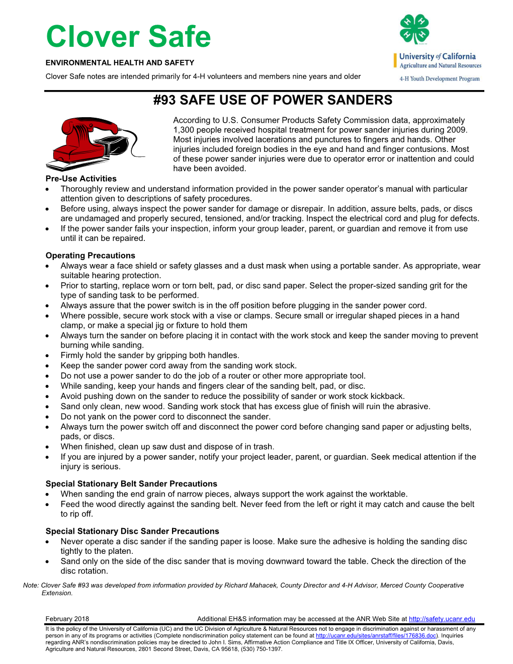 Safe Use of Power Sanders