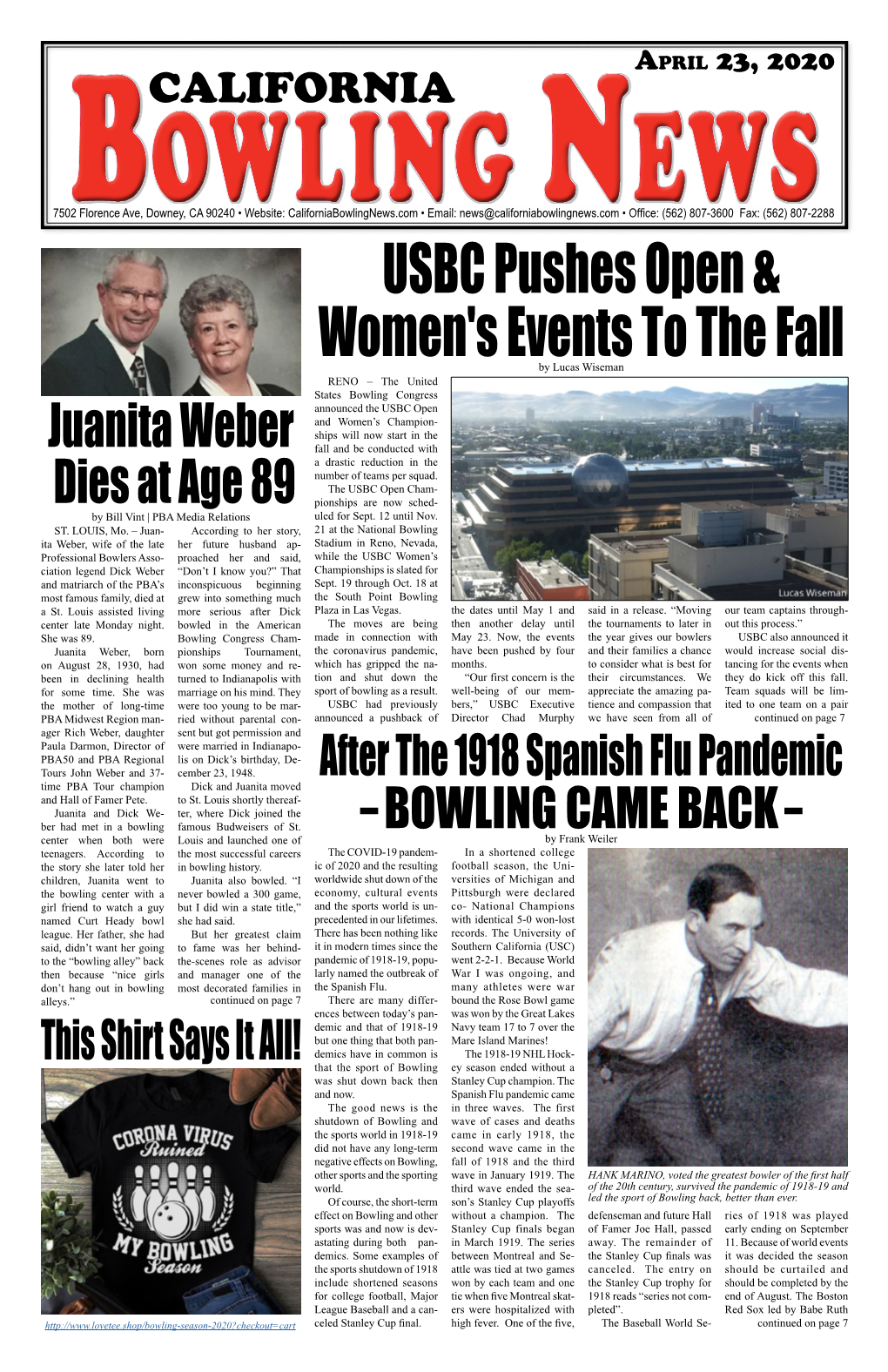 USBC Pushes Open & Women's Events to the Fall