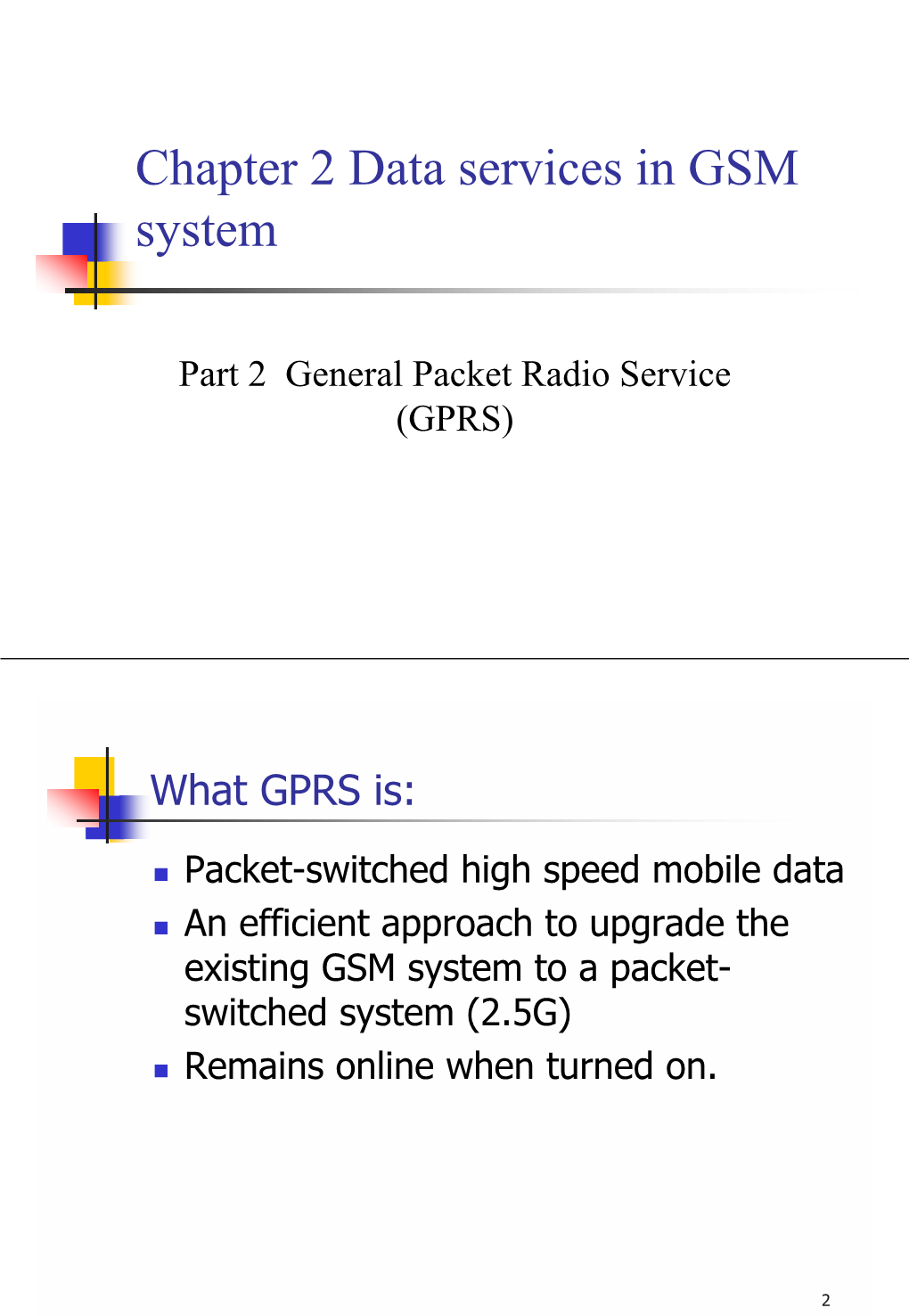 Chapter 2 Data Services in GSM System