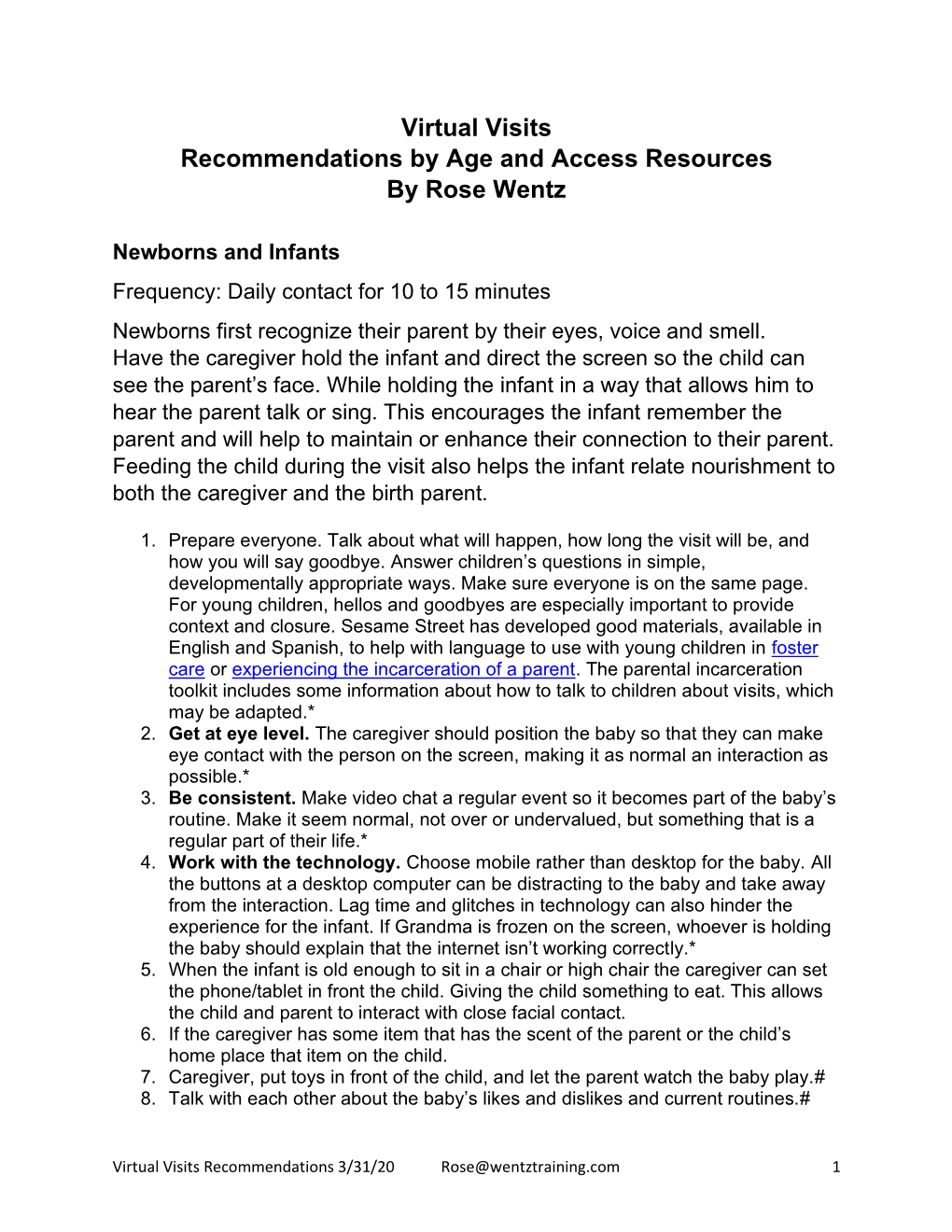 Virtual Visits Recommendations by Age and Access Resources by Rose Wentz
