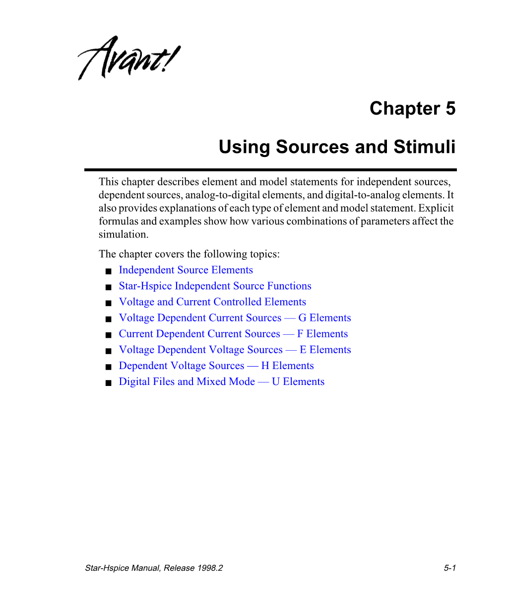 Chapter 5 Using Sources and Stimuli