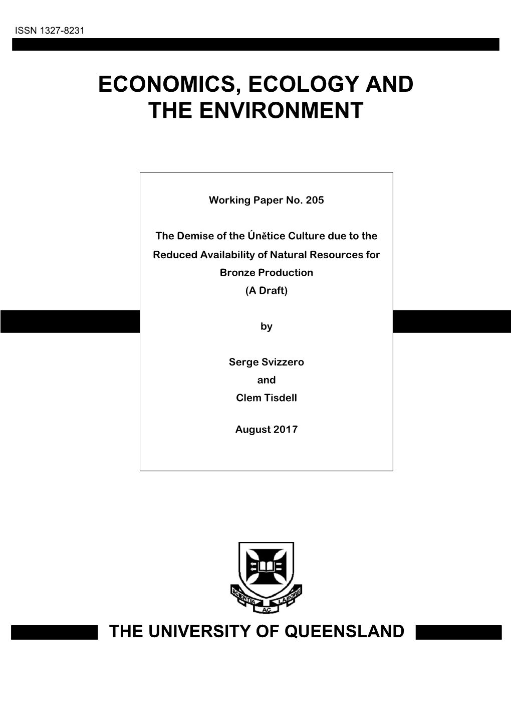 Economics, Ecology and the Environment