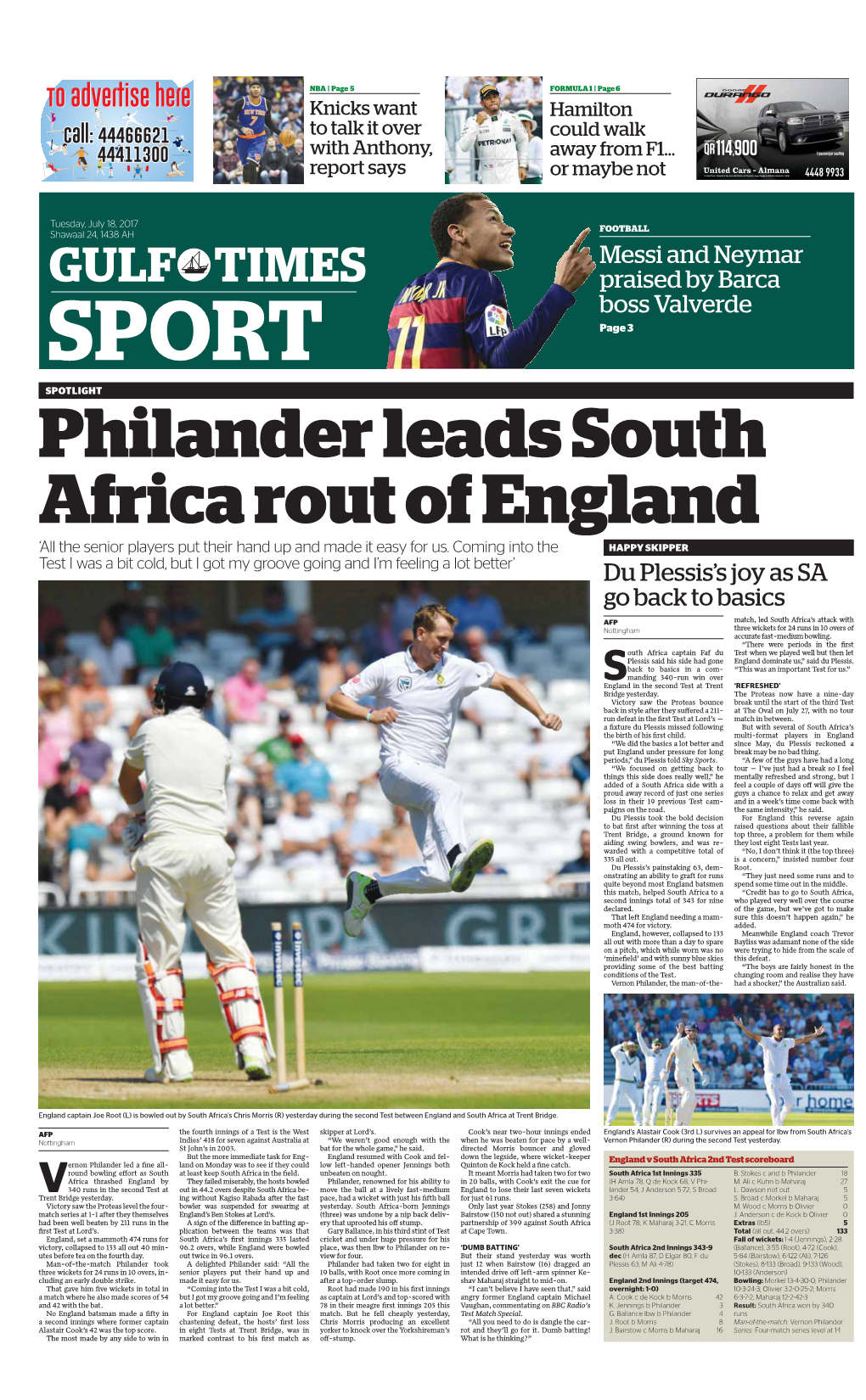 Philander Leads South Africa Rout of England ‘All the Senior Players Put Their Hand up and Made It Easy for Us