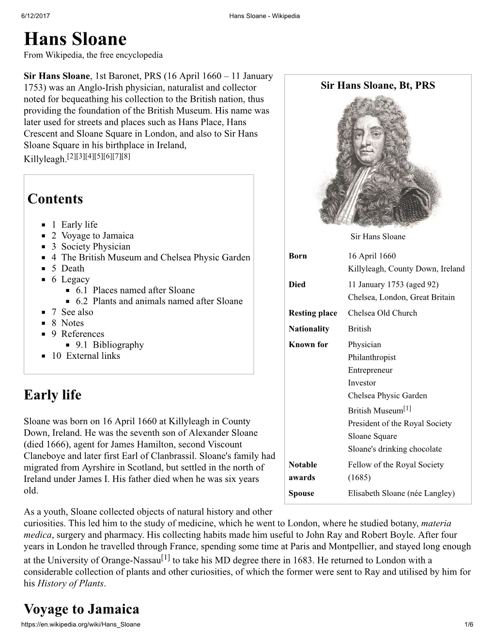 Hans Sloane - Wikipedia Hans Sloane from Wikipedia, the Free Encyclopedia