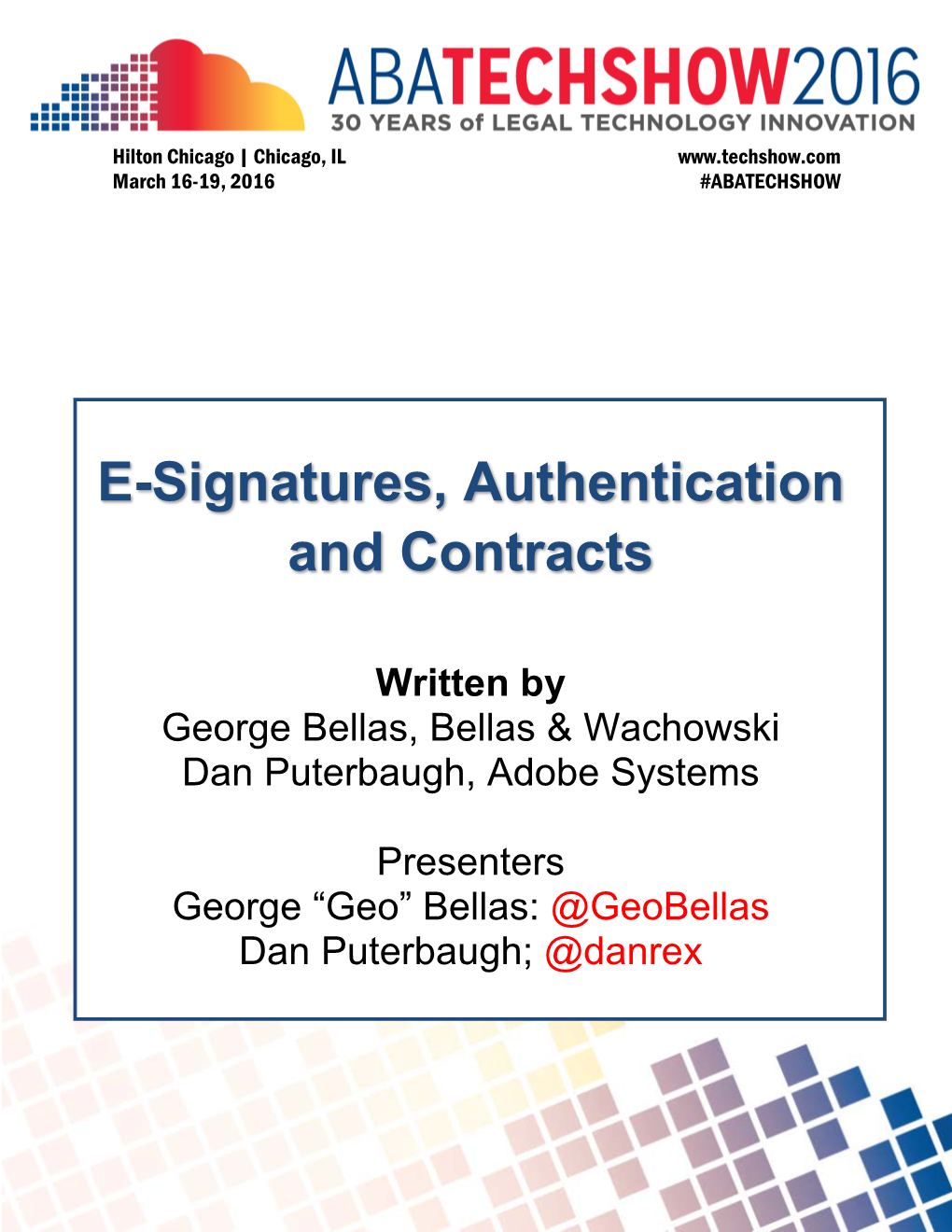 E-Signatures, Authentication and Contracts