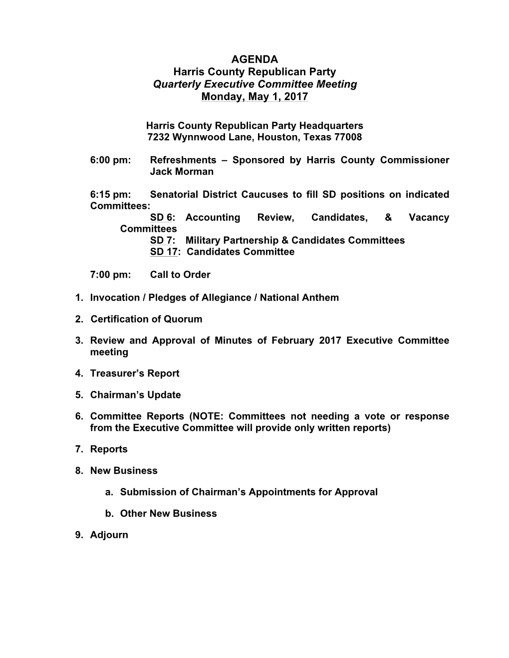 May 1, 2017 Executive Committee Meeting