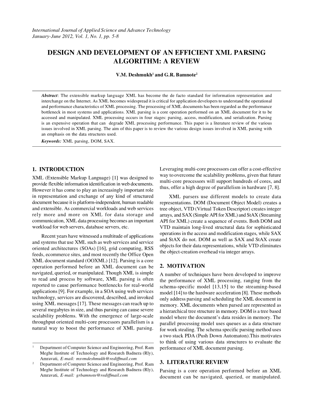 Design and Development of an Efficient Xml Parsing Algorithm: a Review