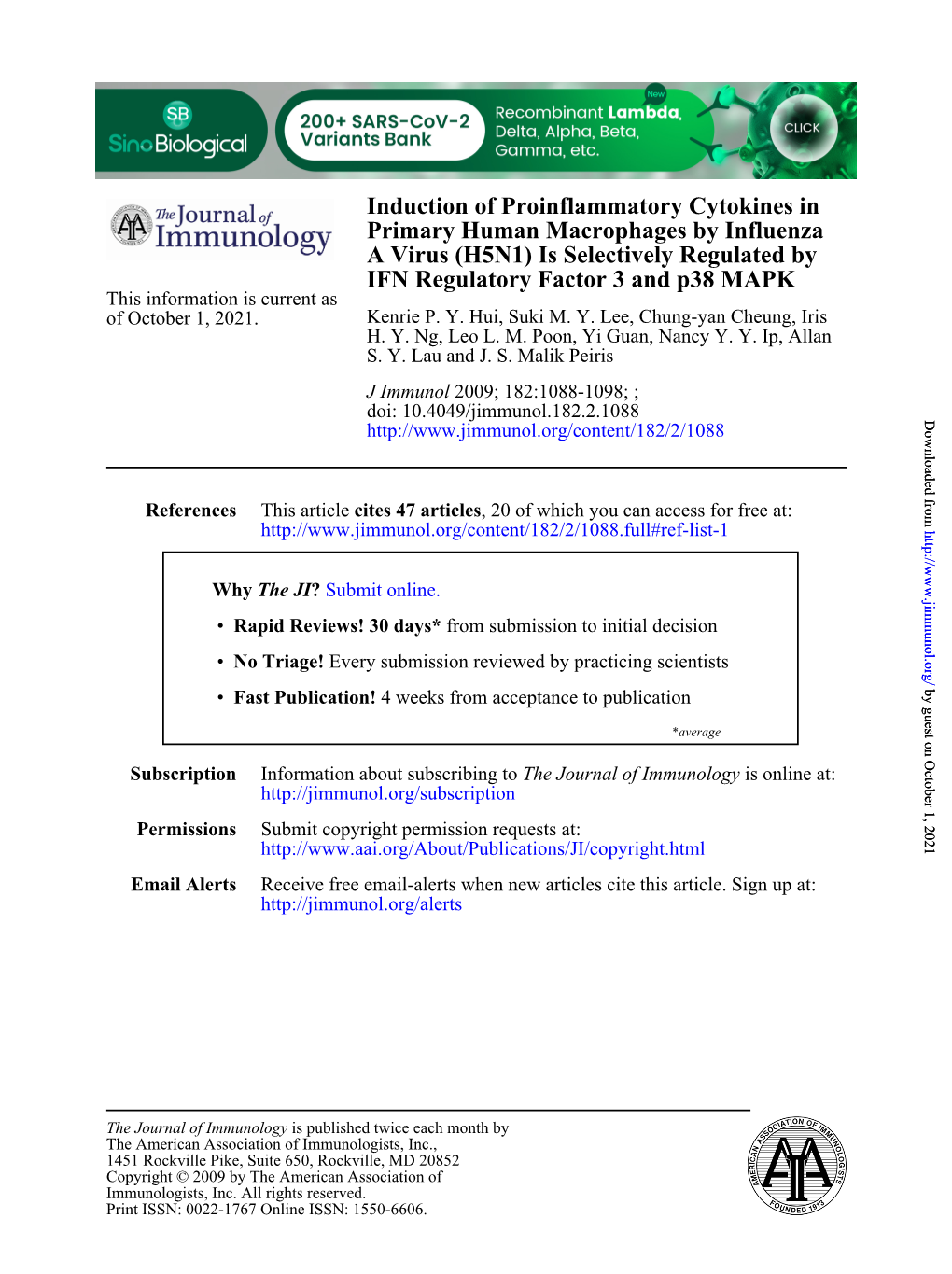 IFN Regulatory Factor 3 and P38 MAPK a Virus