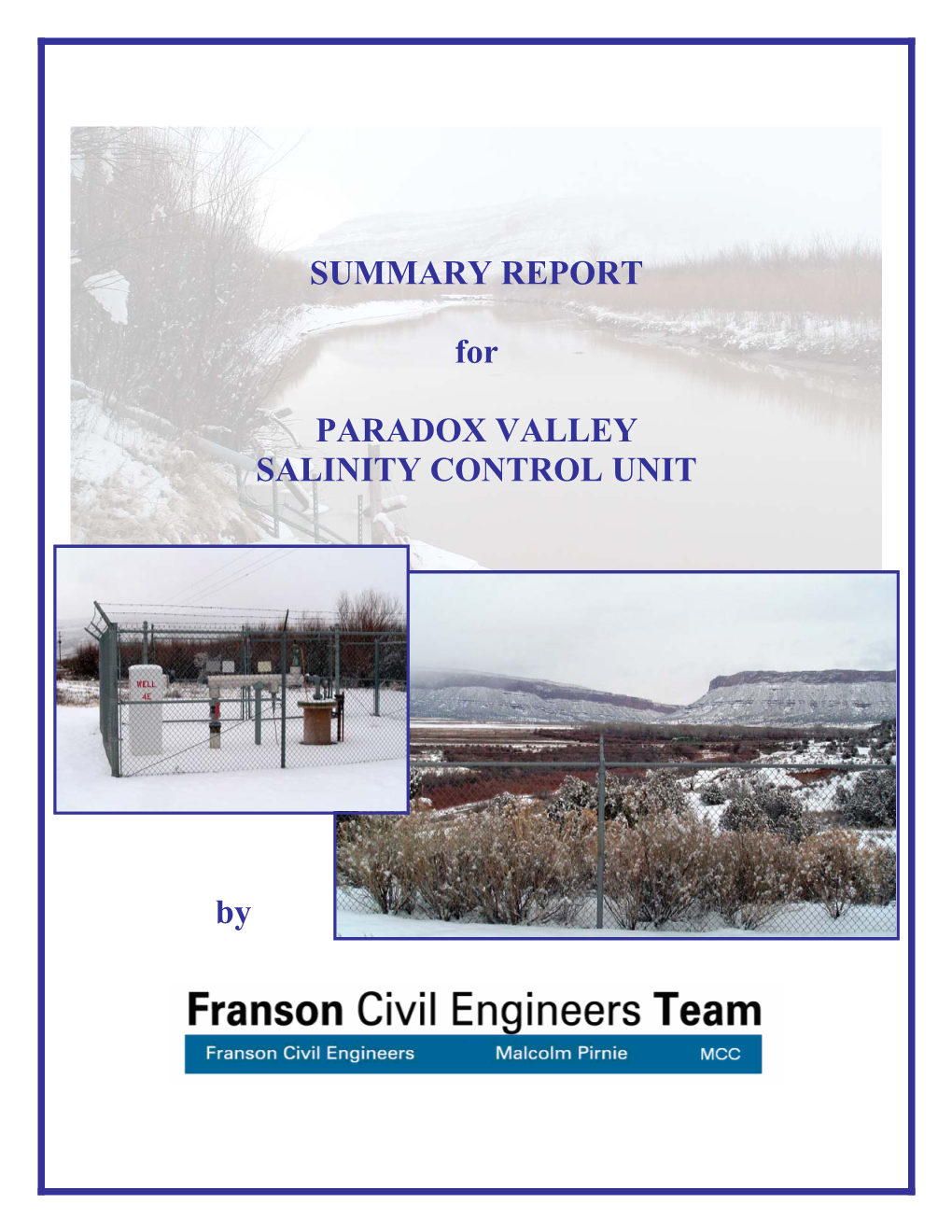 SUMMARY REPORT for PARADOX VALLEY SALINITY CONTROL UNIT