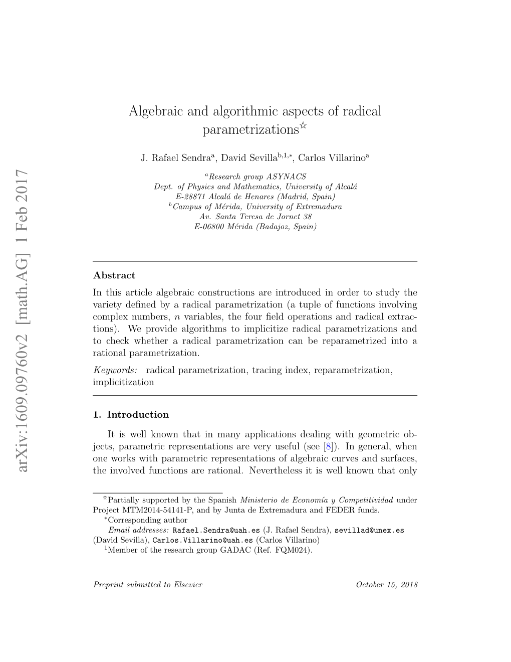 Algebraic and Algorithmic Aspects of Radical Parametrizations$