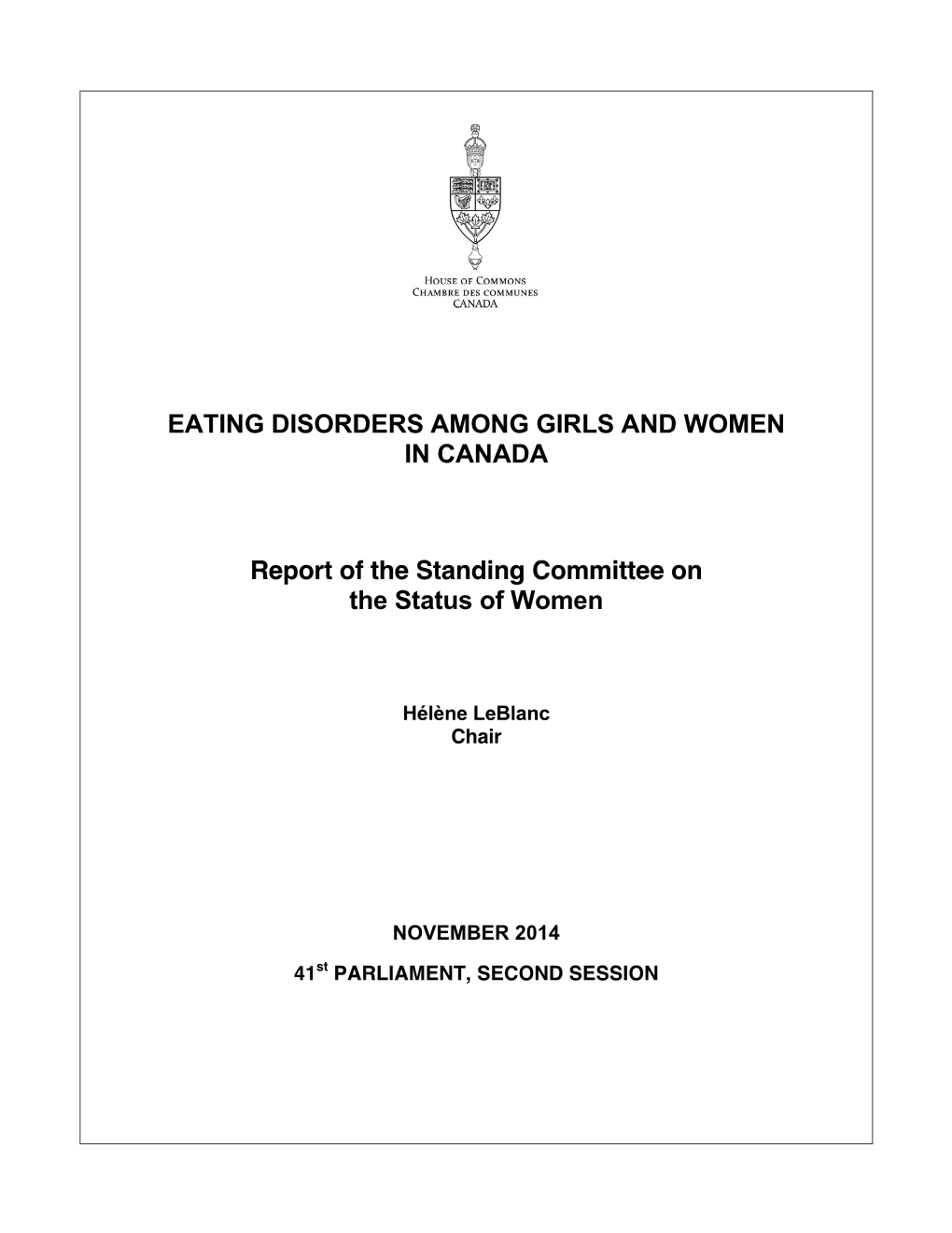 Eating Disorders Among Girls and Women in Canada