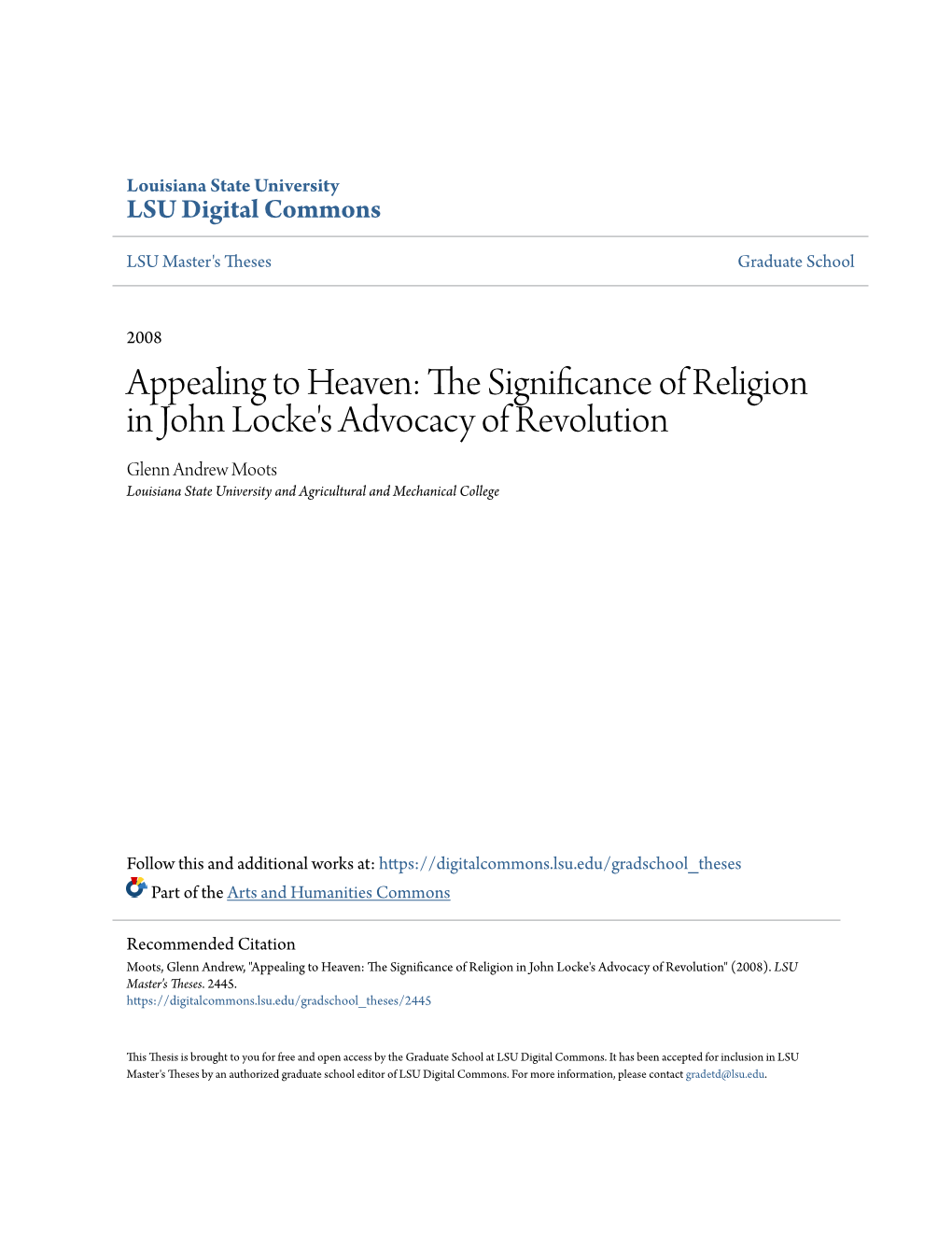 The Significance of Religion in John Locke's Advocacy of Revolution