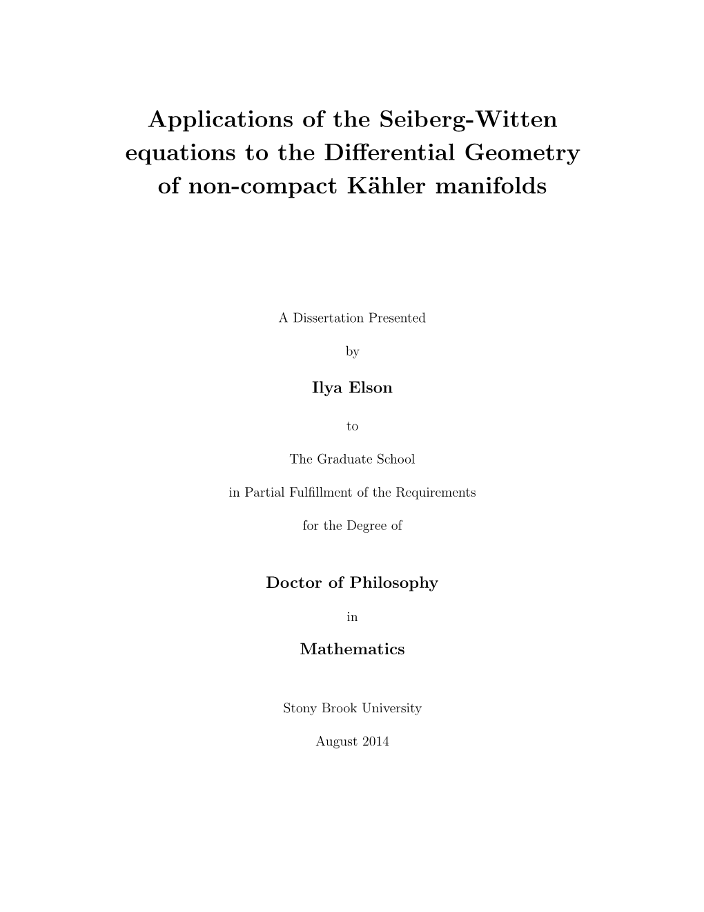 Applications of the Seiberg-Witten Equations to the Differential