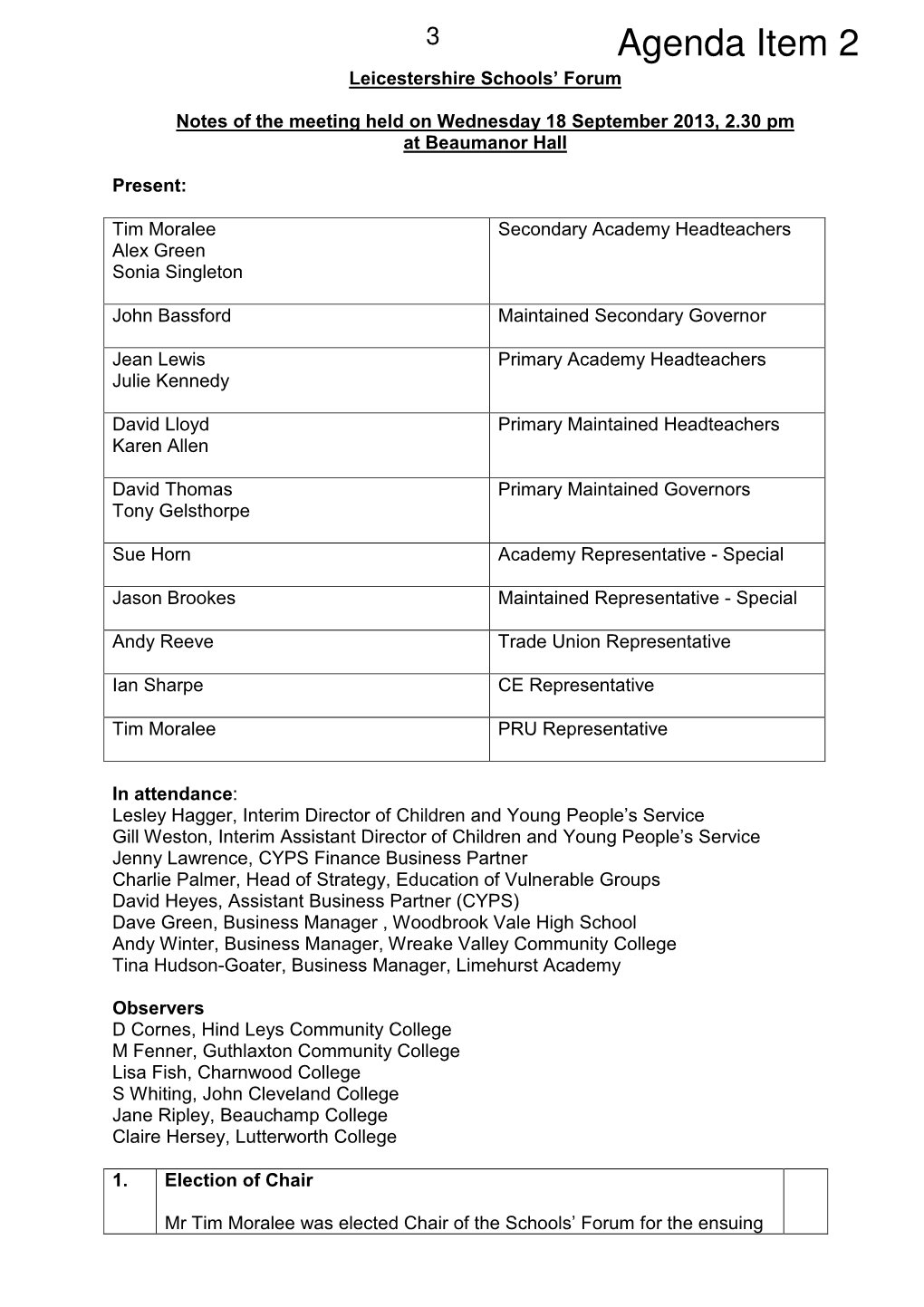 Agenda Item 2 Leicestershire Schools’ Forum