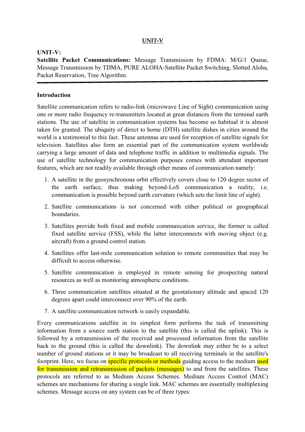 Satellite Packet Communications: Message Transmission by FDMA