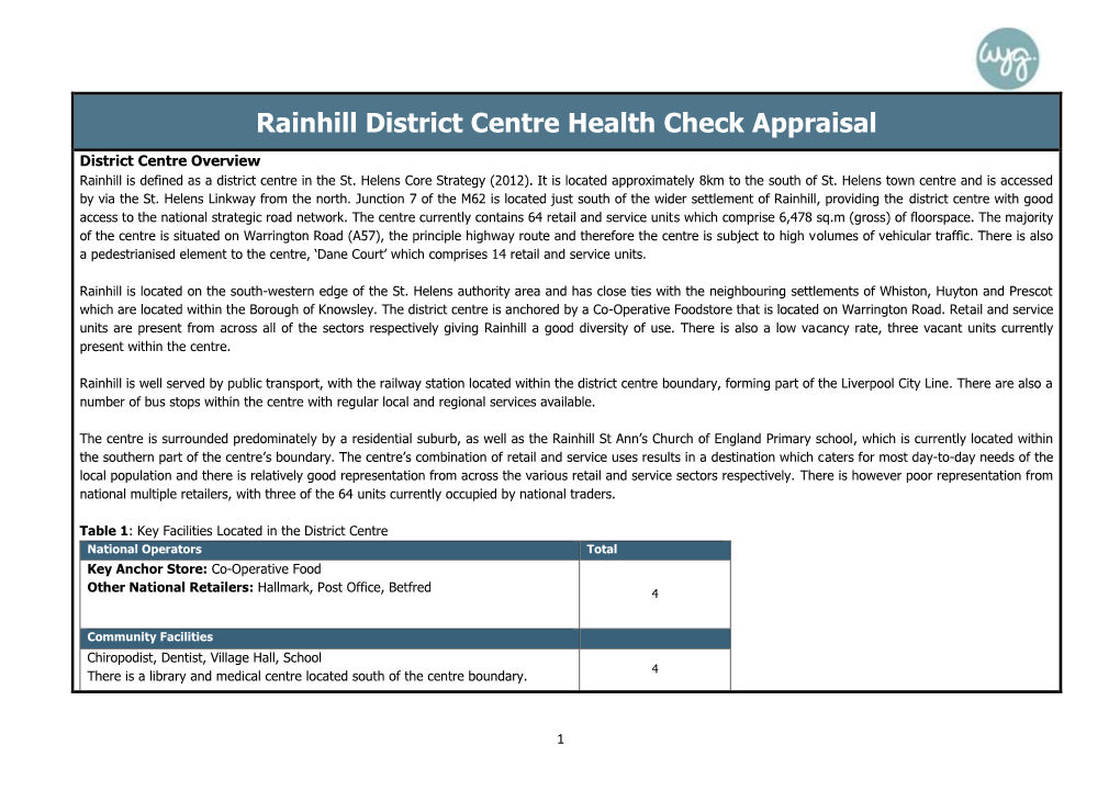 Rainhill District Centre Health Check Appraisal