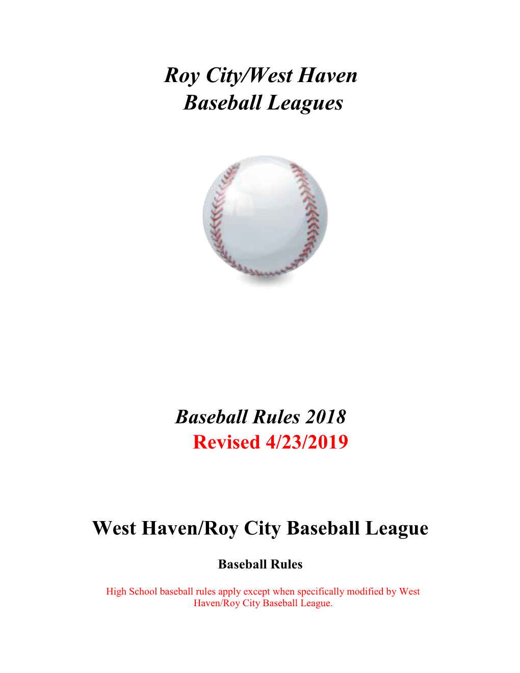 Baseball Rules 2018